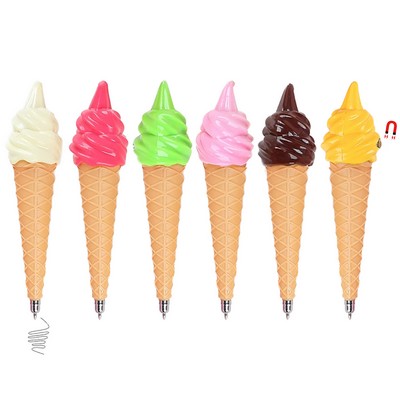 Blank Ice Cream Cone Shaped Pen With Magnet