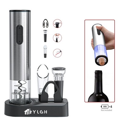 Electric Steel Wine Opener With Cork Pourer