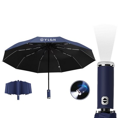 Auto Open Umbrella w/ Flashlight