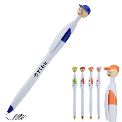 Baseball Cap Cartoon Click Pen With Clip