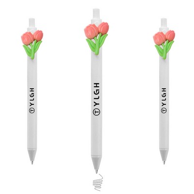 Click Activated Pen With Flower Bouquet
