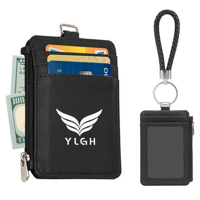 Elegant Zippered Card Holder With Key Chain