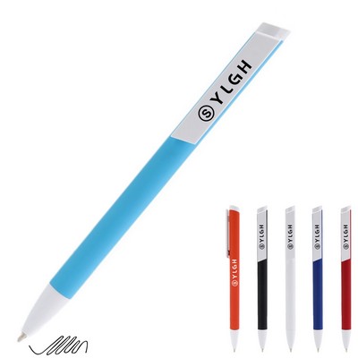 White Barrel Click Pen With Slanted Clip