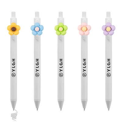 Click Activated Pen With Round Petal Flower