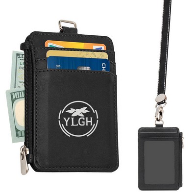 Elegant Zippered Card Holder With Lanyard